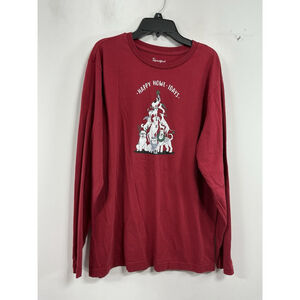 Mens Pajamagram Long Sleeve Holiday T Shirt Medium Red Dog Theme